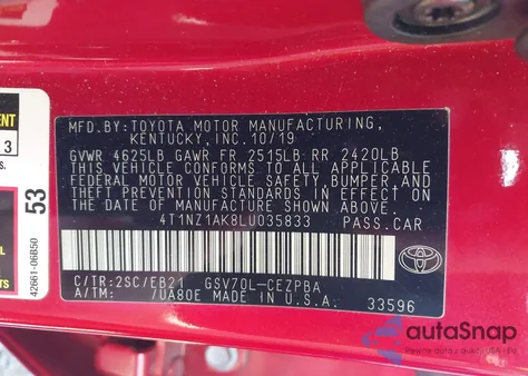 2020 Toyota Camry Trd from USA, damaged, VIN 4T1NZ1AK8LU035833